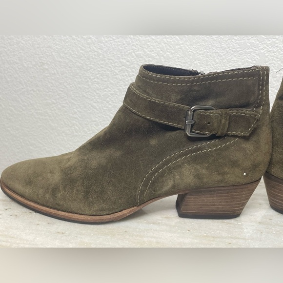 Aquatalia boots ankle suede green sz 8.5 Fanny with buckle - Picture 1 of 9